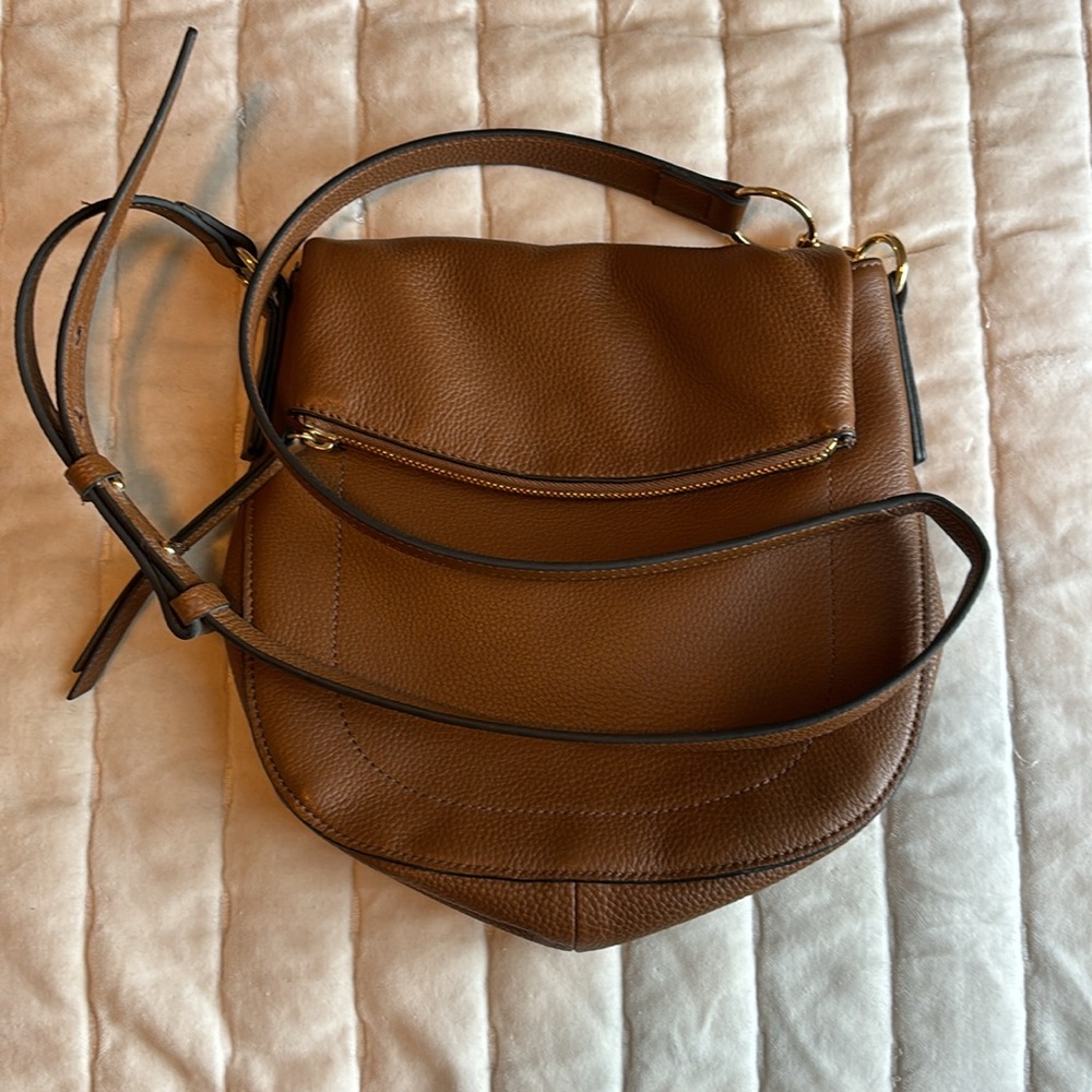 Brown leather cross body purse